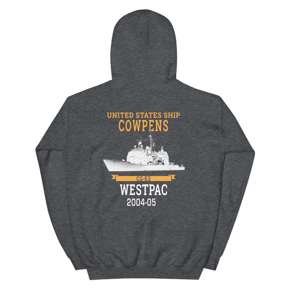 USS Cowpens (CG-63) 2004-05 WESTPAC Hoodie – back view, heather