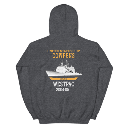 USS Cowpens (CG-63) 2004-05 WESTPAC Hoodie – back view, heather