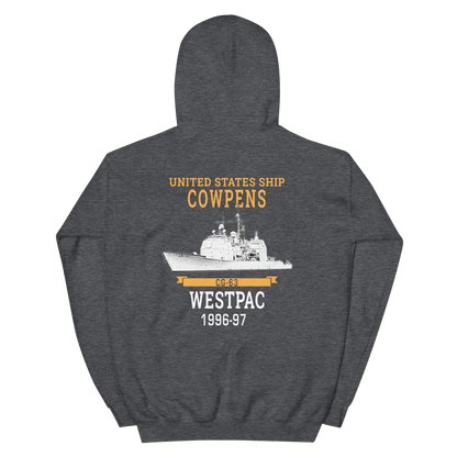 USS Cowpens (CG-63) 1996-97 WESTPAC Hoodie – back view, heather
