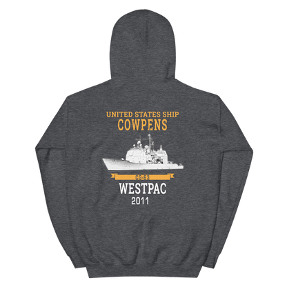 USS Cowpens (CG-63) 2011 WESTPAC Hoodie – back view, heather