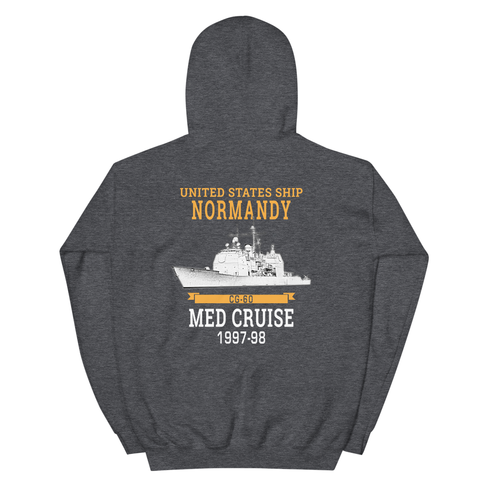USS Normandy (CG-60) 1997-98 MED Unisex Hoodie – back view, heather