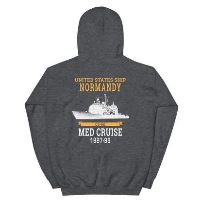 USS Normandy (CG-60) 1997-98 MED Unisex Hoodie – back view, heather