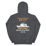 USS Hue City (CG-66) 1991-92 Maiden Unisex Hoodie – back view, heather