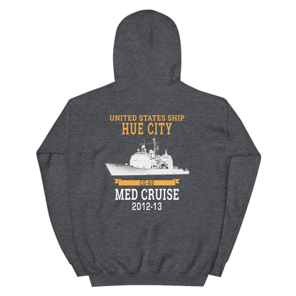 USS Hue City (CG-66) 2012-13 MED Unisex Hoodie – back view, heather