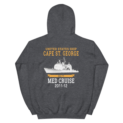 USS Cape St. George (CG-71) 2011-12 MED Unisex Hoodie – back view, heather