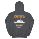 USS Bunker Hill (CG-52) 2006-07 WESTPAC Unisex Hoodie – back view, heather