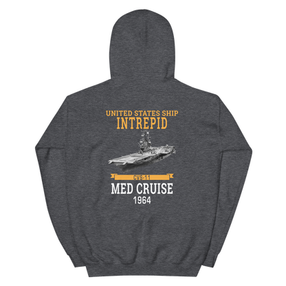 USS Intrepid (CVS-11) 1964 MED Hoodie – back view, heather