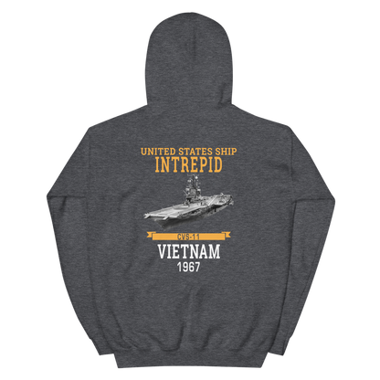 USS Intrepid (CVS-11) 1967 Vietnam Hoodie – back view, heather