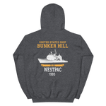 USS Bunker Hill (CG-52) 1995 WESTPAC Unisex Hoodie – back view, heather