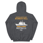 USS Bunker Hill (CG-52) 1992 WESTPAC/IO Unisex Hoodie – back view, heather