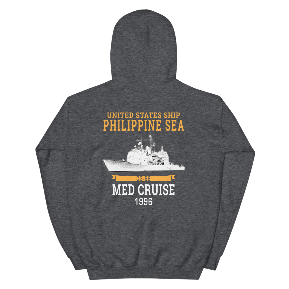 USS Philippine Sea (CG-58) 1996 Unisex Hoodie – back view, heather