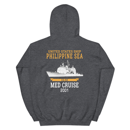 USS Philippine Sea (CG-58) 2001 Unisex Hoodie – back view, heather