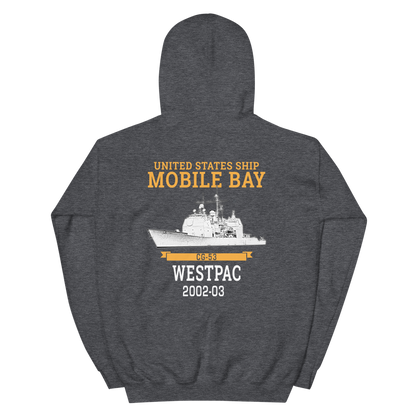 USS Mobile Bay (CG-53) 2002-03 Deployment Hoodie – back view, heather