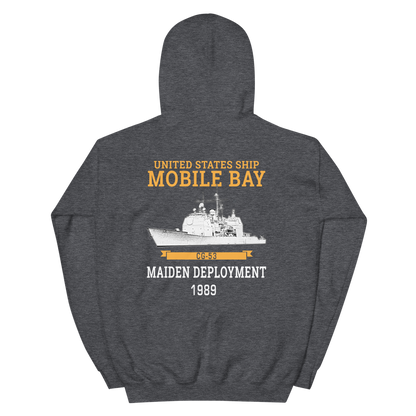 USS Mobile Bay (CG-53) 1989 Deployment Hoodie – back view, heather