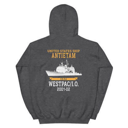 USS Antietam (CG-54) 2001-02 Deployment Hoodie – back view, heather