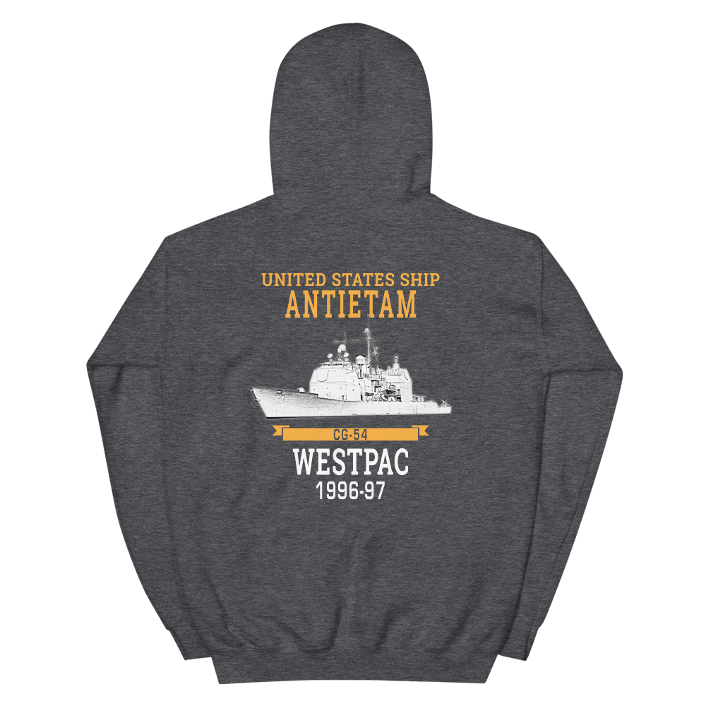 USS Antietam (CG-54) 1996-97 Deployment Hoodie – back view, heather