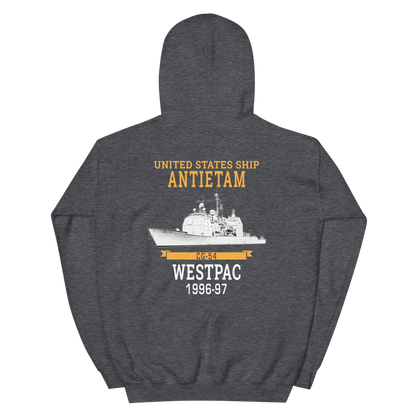 USS Antietam (CG-54) 1996-97 Deployment Hoodie – back view, heather