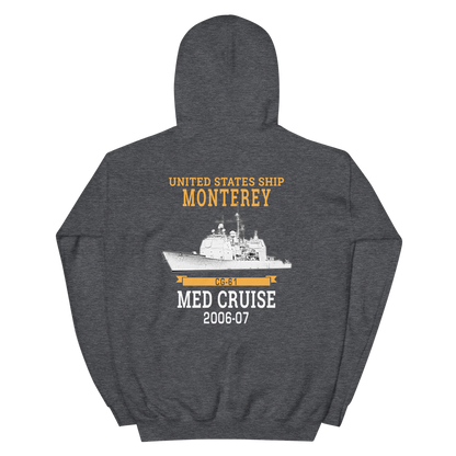 USS Monterey (CG-61) 2006-07 Unisex Hoodie – back view, heather