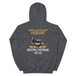 USS Oriskany (CVA-34) 1967-68 WESTPAC/VIETNAM Unisex Hoodie – back view, heather