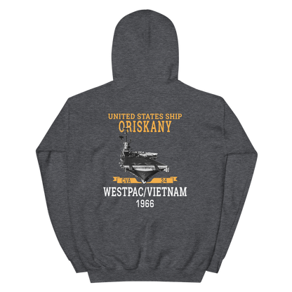 USS Oriskany (CVA-34) 1966 WESTPAC/VIETNAM Unisex Hoodie – back view, heather