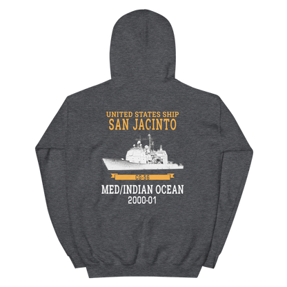 USS San Jacinto (CG-56) 2000-01 Deployment Hoodie – back view, heather