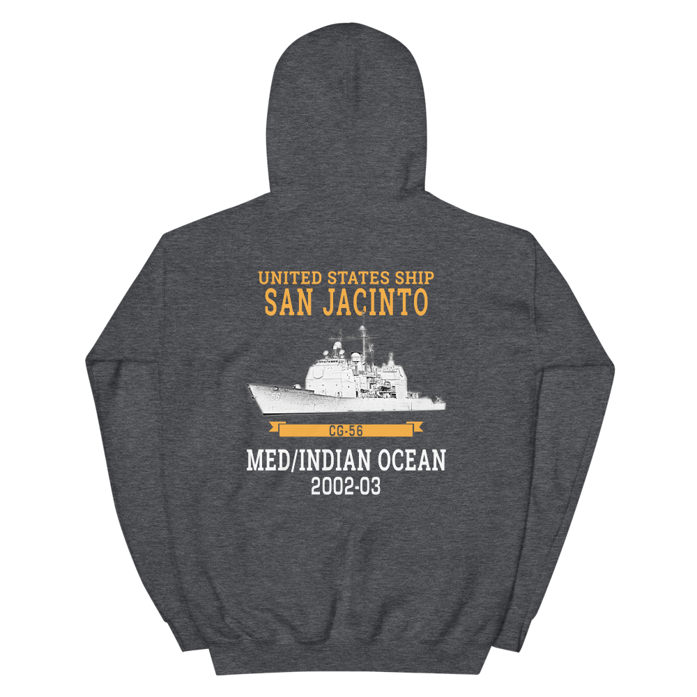 USS San Jacinto (CG-56) 2002-03 Deployment Hoodie – back view, heather