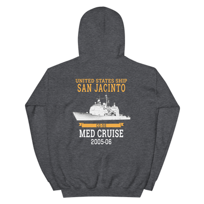 USS San Jacinto (CG-56) 2005-06 Deployment Hoodie – back view, heather