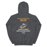 USS Wasp (CVS-18) 1970 N. & EASTERN ATLANTIC Unisex Hoodie – back view, heather