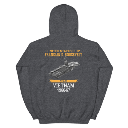 USS Franklin D. Roosevelt (CVA-42) 1966-67 VIETNAM Hoodie – back view, heather