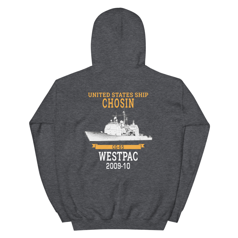 USS Chosin (CG-65) 2009-10 Unisex Hoodie – back view, heather
