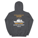 USS Chosin (CG-65) 1992-93 Maiden Deployment Unisex Hoodie – back view, heather