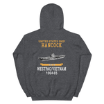 USS Hancock (CVA-19) 1964-65 WESTPAC/VIETNAM Unisex Hoodie – back view, heather