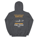 USS Hancock (CVA-19) 1975 FINAL CRUISE Unisex Hoodie – back view, heather