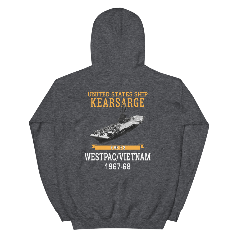 USS Kearsarge (CVS-33) 1967-68 WESTPAC/VIETNAM Hoodie – back view, heather
