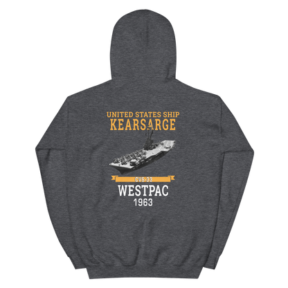 USS Kearsarge (CVS-33) 1963 WESTPAC Hoodie – back view, heather