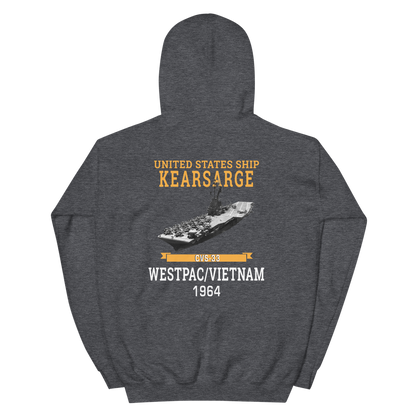 USS Kearsarge (CVS-33) 1964 WESTPAC/VIETNAM Hoodie – back view, heather