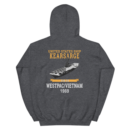 USS Kearsarge (CVS-33) 1969 WESTPAC/VIETNAM Hoodie – back view, heather