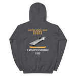 USS Essex (CVS-9) 1962 S. ATLANTIC/CARIBBEAN Hoodie – back view, heather