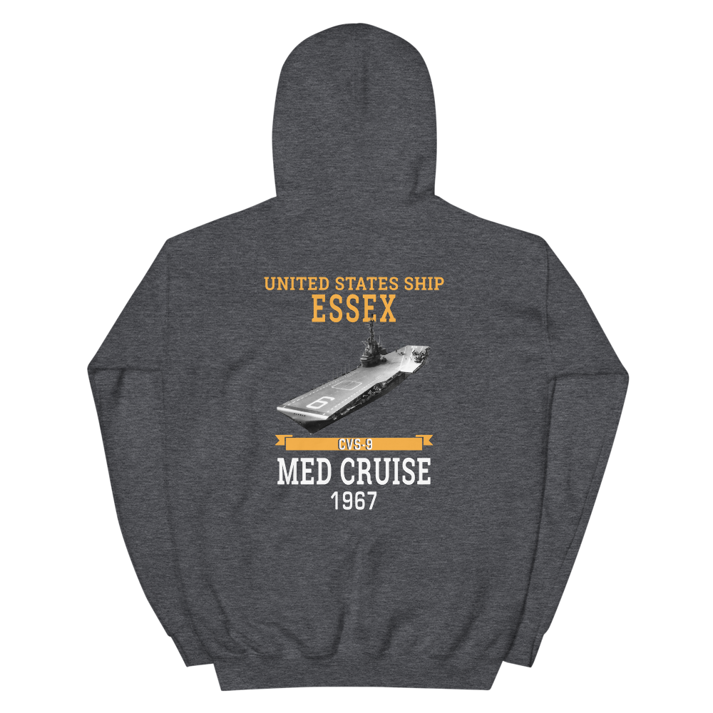 USS Essex (CVS-9) 1967 MED CRUISE Hoodie – back view, heather