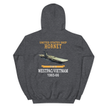 USS Hornet (CVS-12) 1965-66 WESTPAC/VIETNAM Hoodie – back view, heather