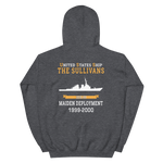 USS The Sullivans (DDG-68) 1999-2000 MAIDEN DEPLOYMENT Unisex Hoodie – back view, heather