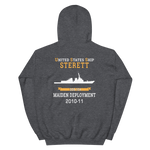 USS Sterett (DDG-104) 2010-11 MAIDEN DEPLOYMENT Unisex Hoodie – back view, heather
