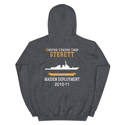 USS Sterett (DDG-104) 2010-11 MAIDEN DEPLOYMENT Unisex Hoodie – back view, heather
