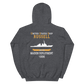 USS Russell (DDG-59) 1996 MAIDEN DEPLOYMENT Unisex Hoodie – back view, heather