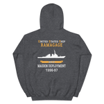 USS Ramage (DDG-61) 1996-97 MAIDEN DEPLOYMENT Unisex Hoodie – back view, heather