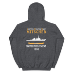 USS Mitscher (DDG-57) 1996 MAIDEN DEPLOYMENT Unisex Hoodie – back view, heather