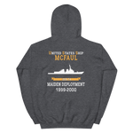 USS McFaul (DDG-74) 1999-2000 MAIDEN DEPLOYMENT Unisex Hoodie – back view, heather
