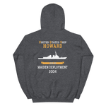 USS Howard (DDG-83) 2004 MAIDEN DEPLOYMENT Unisex Hoodie – back view, heather