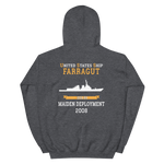 USS Farragut (DDG-99) 2008 MAIDEN DEPLOYMENT Unisex Hoodie – back view, heather
