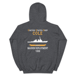 USS Cole (DDG-67) 1998 MAIDEN DEPLOYMENT Unisex Hoodie – back view, heather